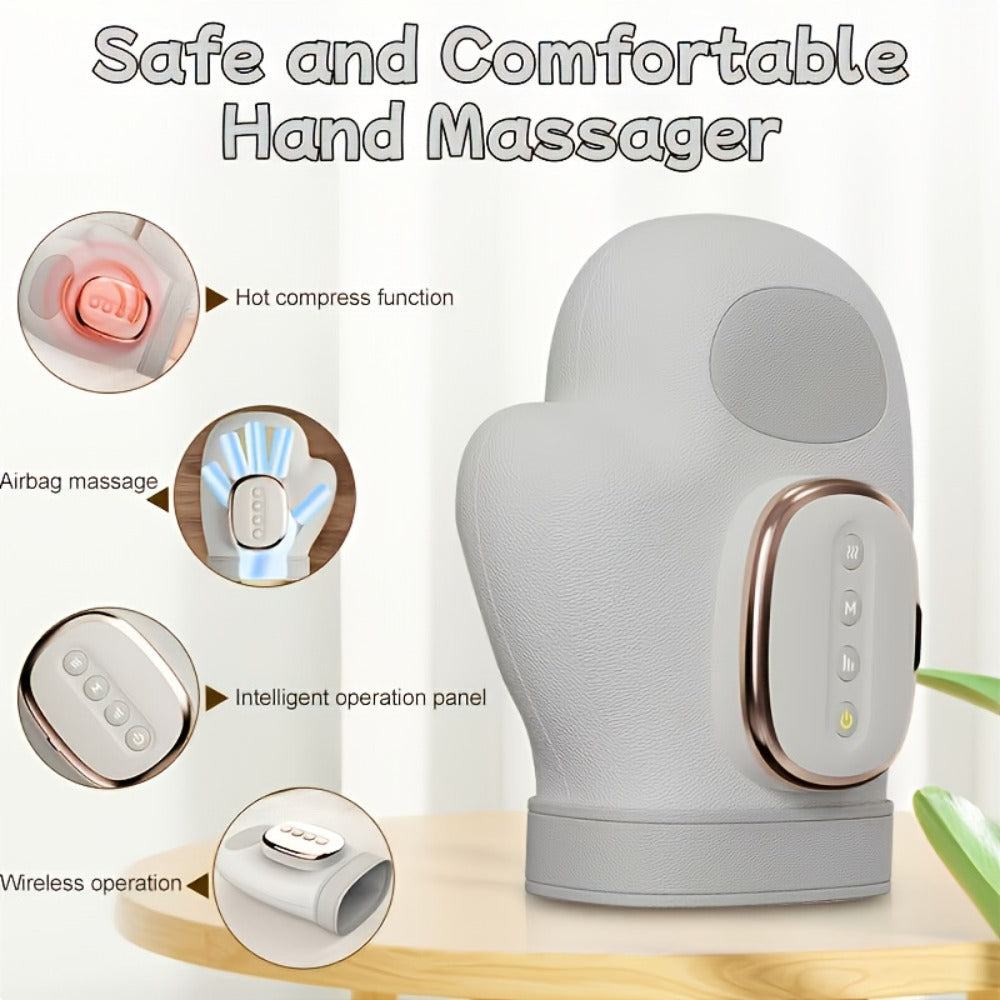 Hand Massager with Heat & Air Pressure – 3D Shiatsu Kneading 6 Modes Rechargeable Portable Hand Massager for Arthritis Pain Relief, Ideal for Office Workers Seniors & Gamers, Finger & Palm Massager