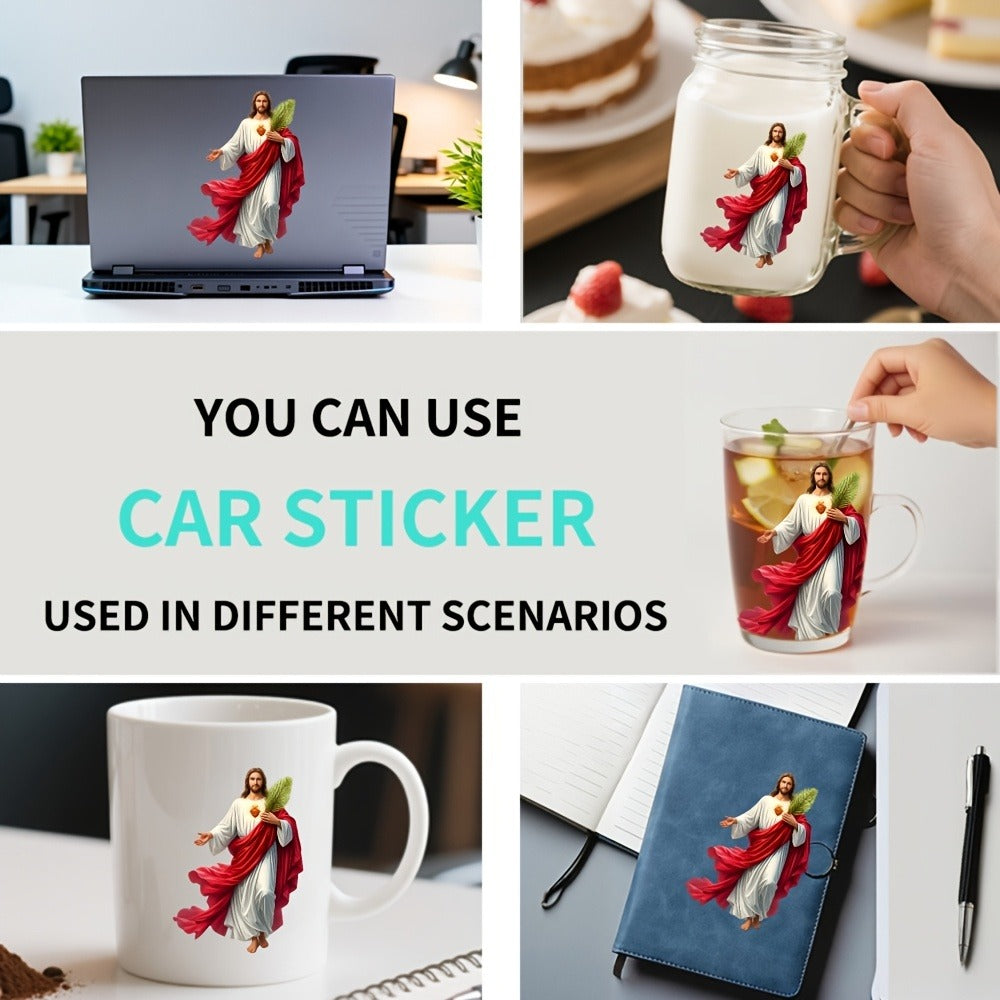 Funny Car Stickers 4PCS Set - Vinyl Window & Bumper Decals, Humorous White Robe Figure Design for Car Windows, Laptops & Outdoor Surfaces