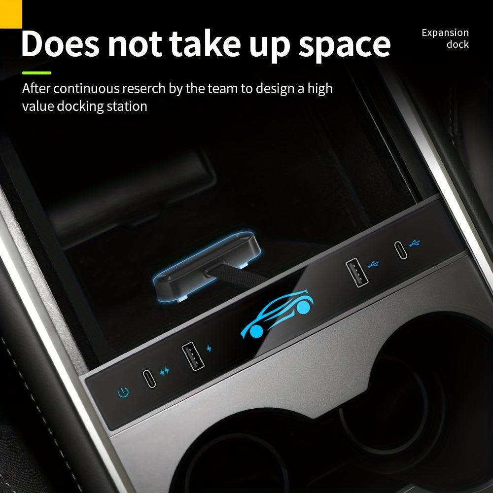 USB Hub Chargers Are Offered for The for Tesla Model Y from 2021 to 2024 And The Model 3 from 2021 to 2023. These 27W Fast Charging USB Hubs Feature Four Ports And Are Compatible with The for Tesla Model Y Accessory for 2024. (They Are Not Compatibl
