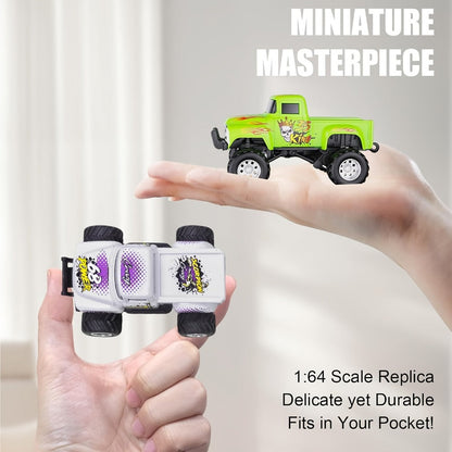 RC Monster Truck 1:64 Scale Alloy Shell with LED Lights | Multi-Control Modes, Adjustable Speed & Steering | Mini Off-Road Toy Car for Kids Adults