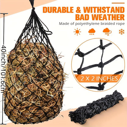 Slow Feed Hay Net for Horses 2-Pack – Durable Hay Bag Feeding Net for Horse, Sheep & Donkey | Reduces Waste & Promotes Healthy Eating, Available in Blue, Red & Green