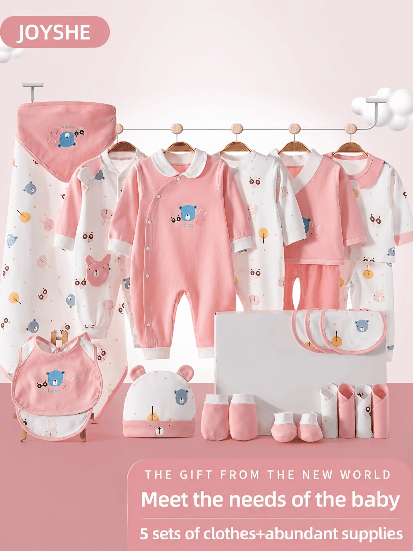 Baby Girls Outfit Set - 27-Piece Long Sleeve
