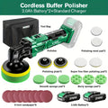 KIMO 20V Cordless Buffer Polisher Kit, 24 Accessories, 2 X 2000mAh Batteries, Car Polisher W/ 6 Variable Speed Up to 3634RPM, Cordless Polisher for Car Detailing Waxing Polishing Scratch Removing Bathroom Cleaning
