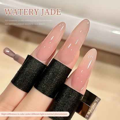 Jelly Gel Nail Polish Set 6 Colors Glass Nail Look Translucent Buildable Coverage 0.51oz Each - Semi-Permanent Soak-Off UV LED High-Gloss Salon Finish Nail Art Kit for Women Shades M14 M16 M17 M18 M19 M20
