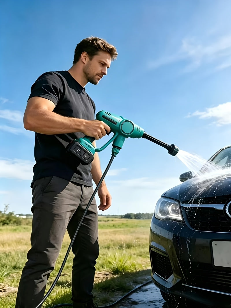21V Cordless Handheld Pressure Washer, Dual Lithium Batteries, Self-Priming No Tap Water Required, Complete Car Washing Kit with Carry Case, Foam Bottle, Hose, Nozzles for Auto Garden Patio Cleaning