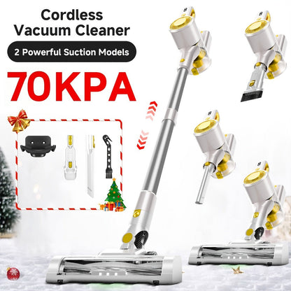Vertical Vacuum Cleaner 55-70Kpa 3-Speed Adjustment with LED Floor Brush & Detachable Battery - 45 Min Runtime, Lightweight Handheld for Pet Hair, Carpet & Hard Floors, 7 Colors Available