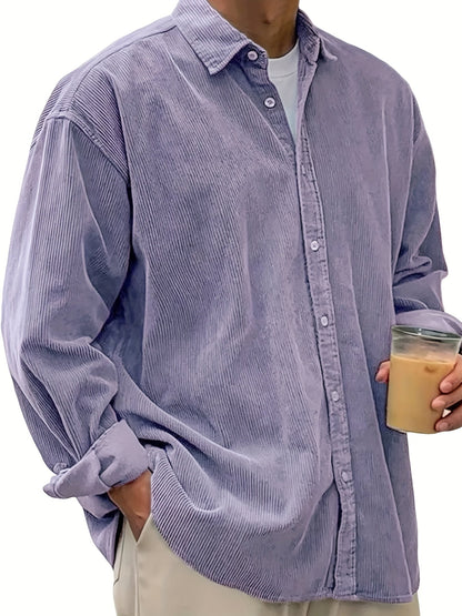 Men's Solid Relaxed Fit Long Sleeve Casual Shirt - Easy Care