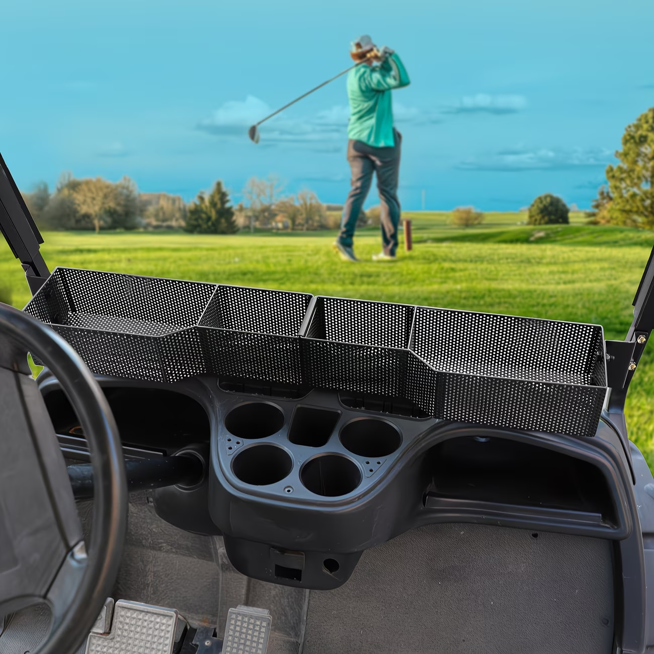 Golf Cart Storage Tray Organizer Front Inner Basket - Compatible with Yamaha G29 Drive & Drive 2 Models, Upgraded Larger Compartments, Sturdy Durable Dash Accessory for Golf Cart