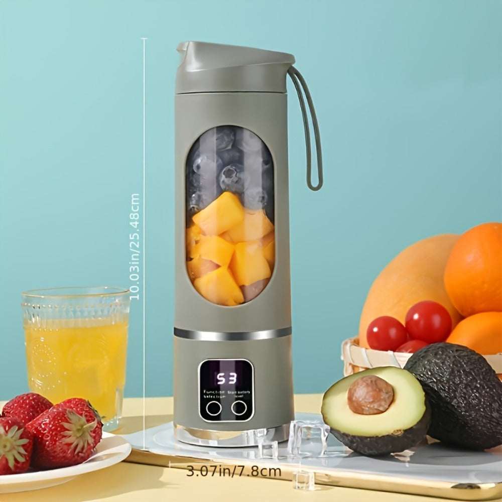 Portable USB Rechargeable Blender with LED Display – 15oz Personal Smoothie Blender for Shakes, Milkshakes & Fresh Juice, Compact Mini Blender for Home Gym Office & Travel, BPA-Free Cup
