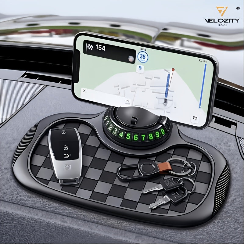 Anti-Slip Mat for Car Dashboard, 2026 New Multifunctional Car Anti-Slip Mats with Temporary Parking Number, Universal Rotatable Vehicle Mounted Anti-Slip Mat Phone Holder