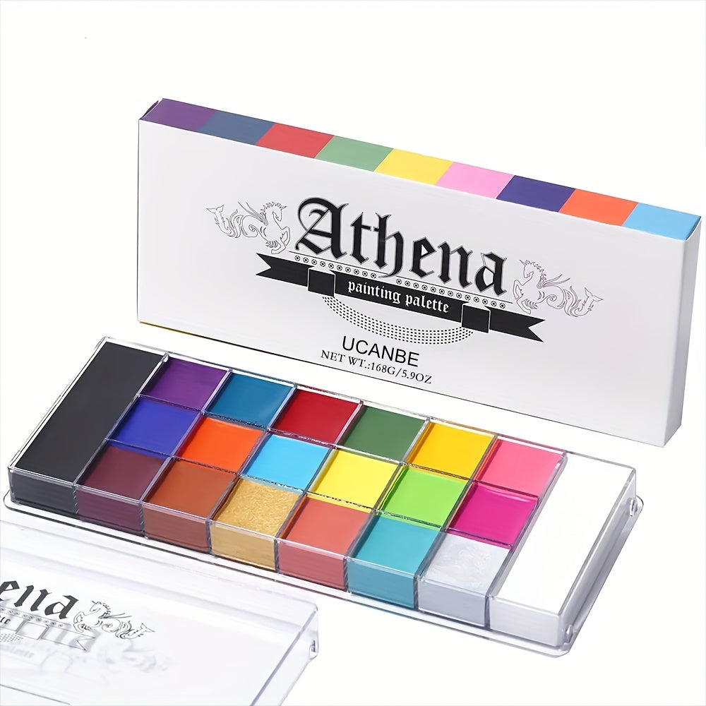 Oil-Based Face Body Paint Palette 20 Colors 168g - Halloween SFX Makeup Kit Black White Flash Tattoo Cosplay Festival Stage Artist Professional Full Size