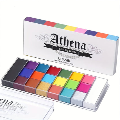 Oil-Based Face Body Paint Palette 20 Colors 168g - Halloween SFX Makeup Kit Black White Flash Tattoo Cosplay Festival Stage Artist Professional Full Size