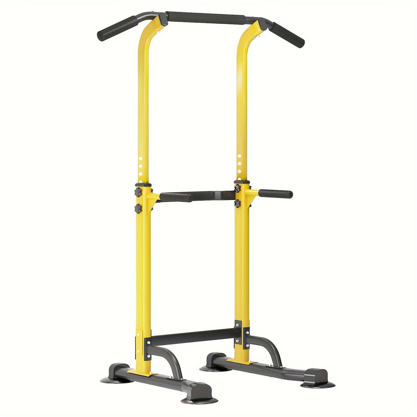 Power Tower Dip Station Pull Up Bar for Home Gym – 330lb Capacity, 10 Height Levels 65"-83", 6 Exercise Positions, H-Base with Suction Cups – Full Body Strength Training Equipment