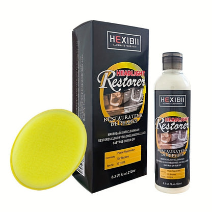 Car Headlight Restoration Fluid 8.5oz – Removes Yellowing, Oxidation & Haze | Crystal Coating Refurbishment Agent for Plastic Headlamp Lenses | Treats 6-10 Headlights