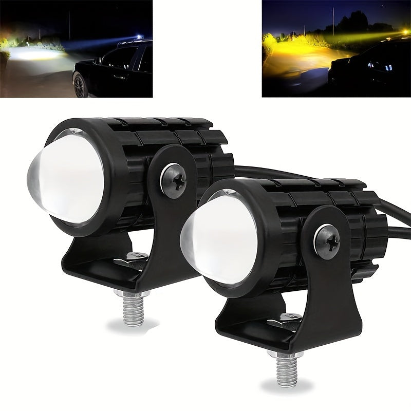 2pcs Universal LED Work Lamp - Super Bright 24W, Two-Color White Amber, Durable for Car Truck ATV Offroad SUV Driving