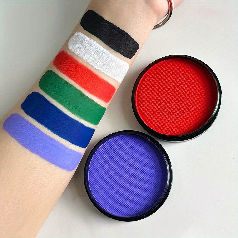 Water Activated Face Paint Kit 6 Colors with 10 Brushes – Water Based Face Body Paint Palette Black White Red Blue Green Purple for Halloween Cosplay SFX Stage Party Body Art