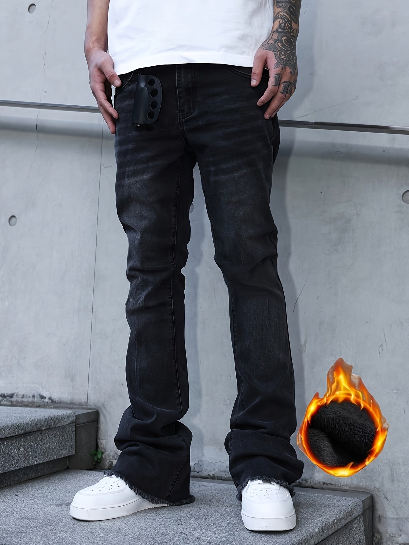 Men's Bootcut Jeans - Classic Wash Clean Finish Modern