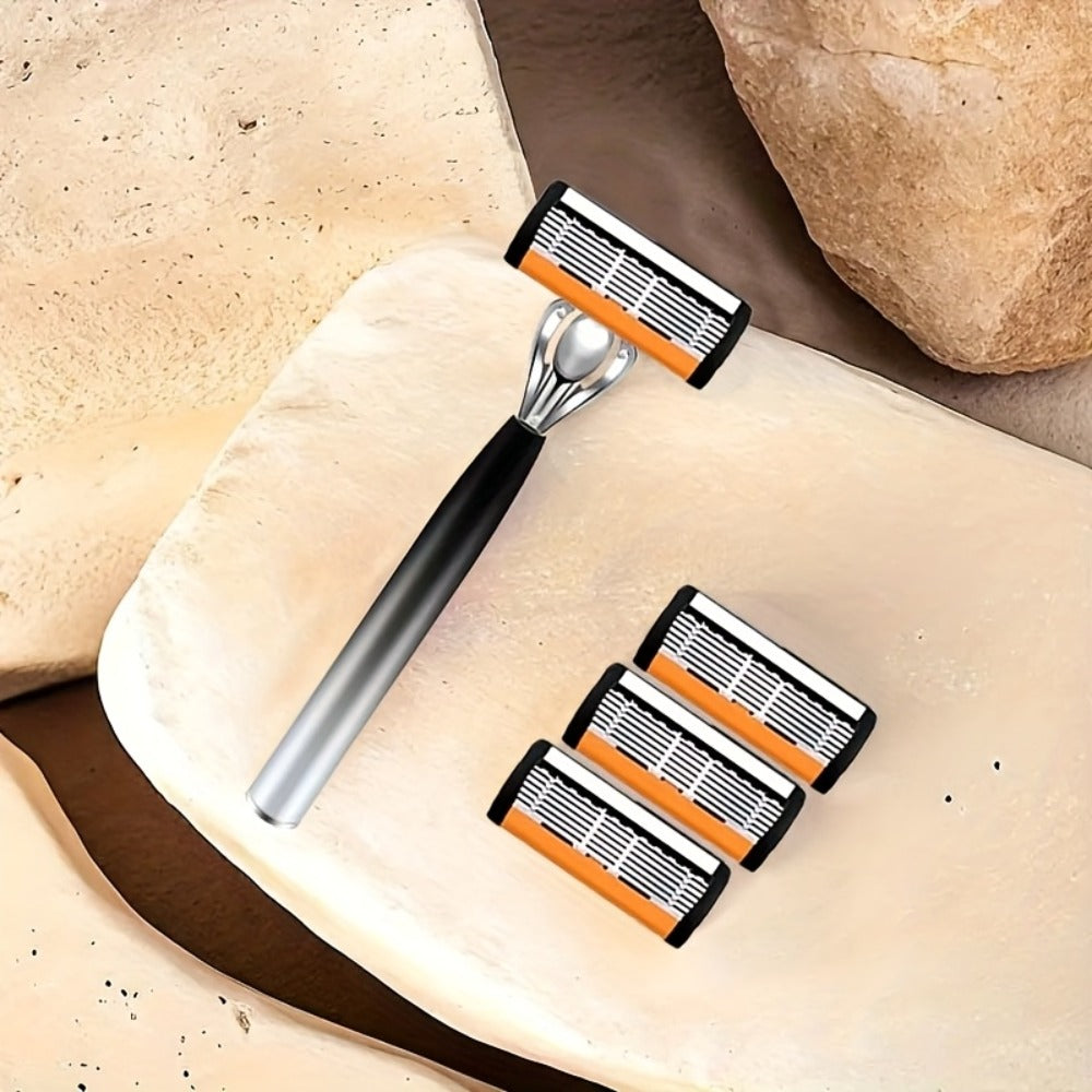 Safety Razor Set for Men 2 Anti-Slip Handles & 24 Ultra-Sharp Replaceable Stainless Steel Blades – Smooth Painless Close Shave, Luxury Wet Shaving Kit, Grooming Gift for Men