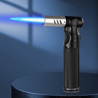 Windproof Torch Lighter – Refillable Jet Flame Butane Lighter with 360° Inverted Ignition, 1800°C High Temp Blowtorch, Flame Size Adjustment, Portable for Camping, BBQ, Welding, Soldering (Butane Not Included)