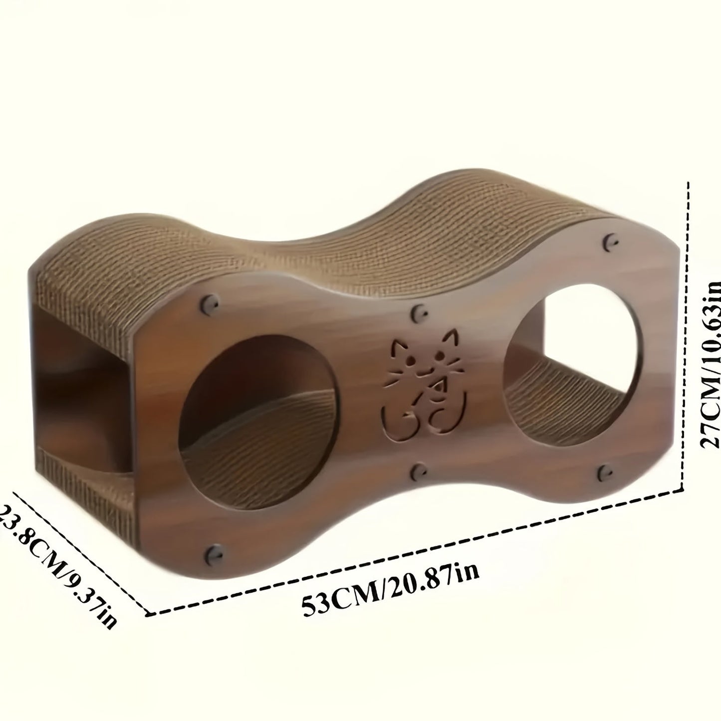 Cat Scratching Post with Integrated Cat Bed - Sturdy Walnut Wood Base, 4-Season Woven Scratch Pad, Indoor Cat Scratcher Lounge for Scratching, Lounging & Play, Oak Color with Optional Cat Toy