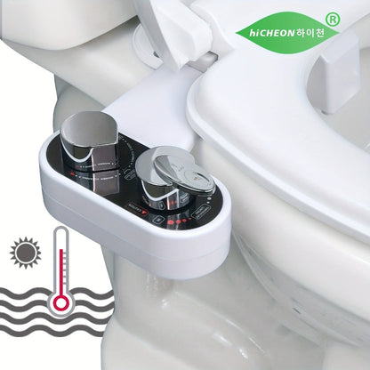 Bidet Attachment Hot and Cold Water – Dual Nozzle Non-Electric Toilet Seat Bidet, Rear & Feminine Wash, Self-Cleaning Retractable Nozzle, Adjustable Warm Water Pressure, Easy Install
