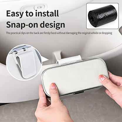 Multi Functional Car Mounted Microfiber Trash Can Made of ABS Material That Does Not Deform And Is Suitable for 99% of Car Models, Suitable for Both Dry And Wet Use, Space Saving, And Non-Destructive Installation, Comes with Garbage Bags
