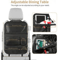 Car Backseat Organizer with Tablet Holder, 6 Storage Pockets Car Storage Organizer with Foldable Food Tray, Protectors Kick Mats Travel Accessories-Black