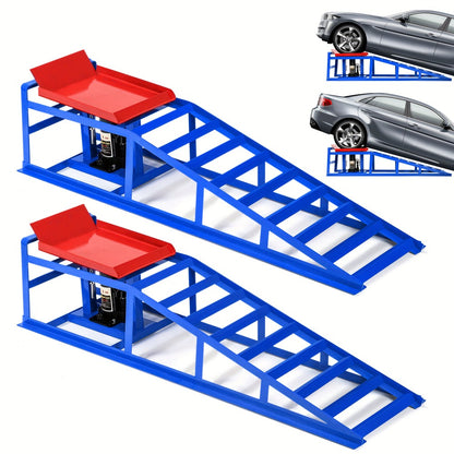 Hydraulic Car Ramps 2-Pack 10000 LB Heavy Duty Vehicle Lift Ramp Adjustable Height 9.84-14.96 Inch for Oil Change Undercarriage Repair Home Garage & Shop