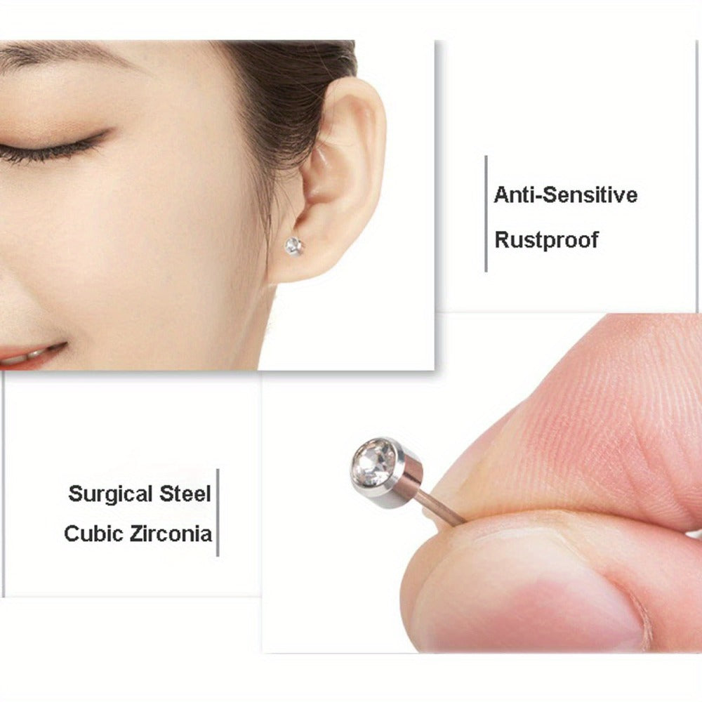 Ear Piercing Gun Kit with 24pcs Stainless Steel Studs – Professional Self Piercing Tool for Ear & Nose with Marking Pen, Safe & Easy to Use for Home & Salon