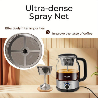 Drip Coffee Maker Electric Kettle 600W 40.58oz BPA-Free Glass Stainless Steel Spray Brew Keep Warm Boil-Dry Protection for Coffee Tea Perfect Gift