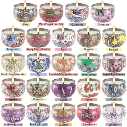 Scented Candles Gift Set 24 Pack Aromatherapy Soy Wax Candles with Lids Portable Travel Tin Can Candles for Home Spa Yoga Birthday Valentine's Day Mother's Day