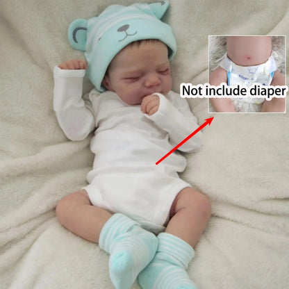 Sleeping Reborn Baby Doll 19 Inch Soft Vinyl Body 3D Hand-Painted Skin Visible Veins Closed Eyes Lifelike Newborn Girl with Clothes Pacifier Bottle – Realistic Bath Doll Gift for Kids Girls Birthday Christmas