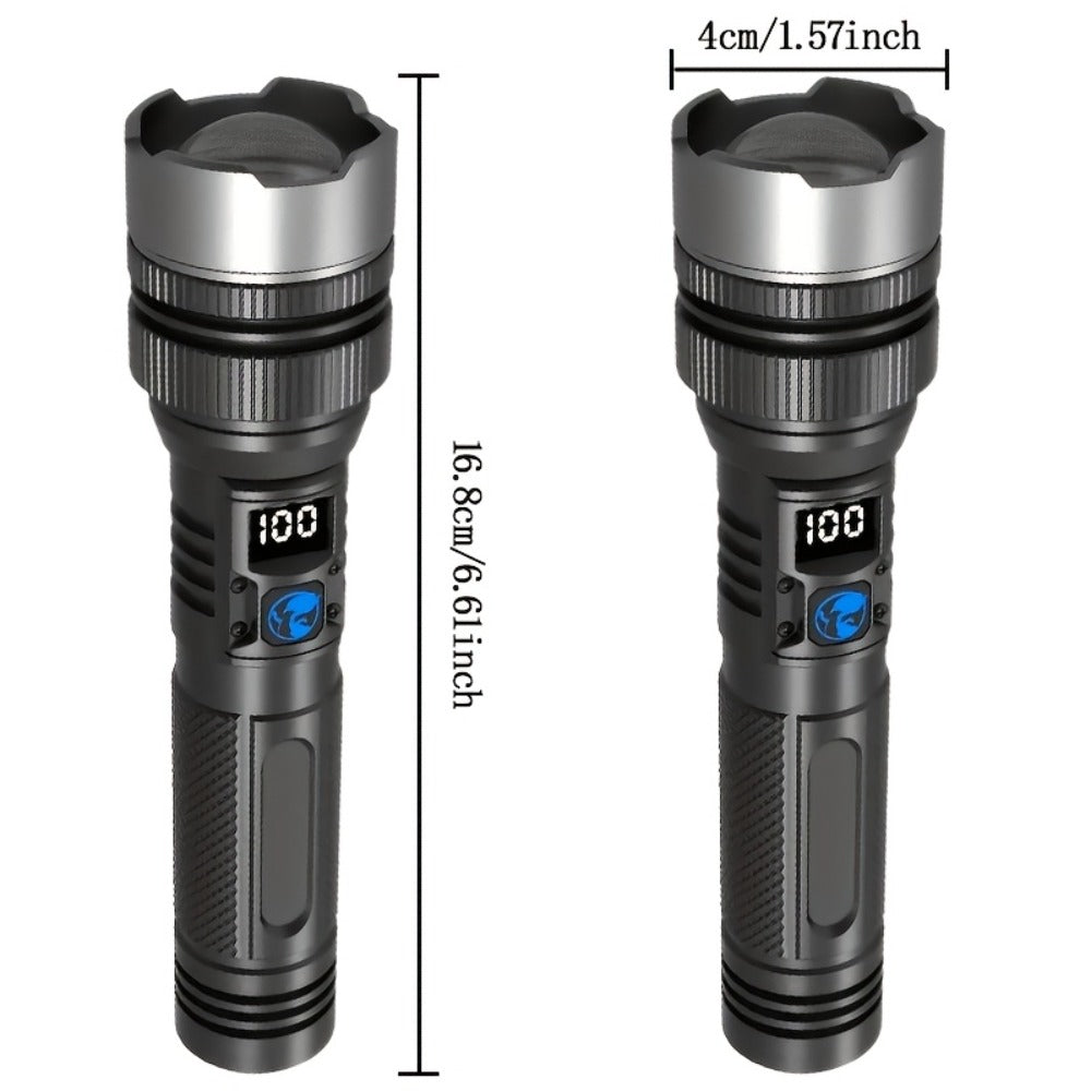 LED Flashlight Rechargeable 1000 Lumen – 2-Pack Super Bright Tactical Flashlight with Digital Display, Camping Fishing Hunting Emergency Lighting, Gift Box Included, Father's Day Gift for Men