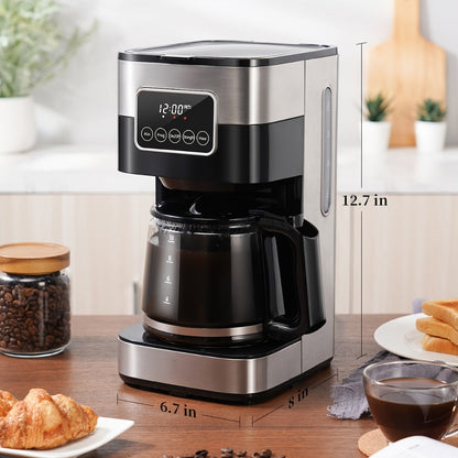 Programmable Drip Coffee Maker 10-Cup Touchscreen Pause and Serve Stainless Steel Carafe Keep Warm Auto Shut-Off for Home Kitchen Office Black