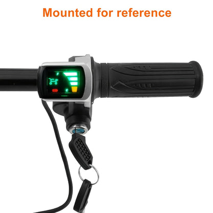 Electric Bike Scooter Key Throttle Grip Handle with LCD Display | 24V 48V Compatible | E-Bike Twist Throttle with Power Lock Wiring for Electric Motorcycle Scooter Replacement