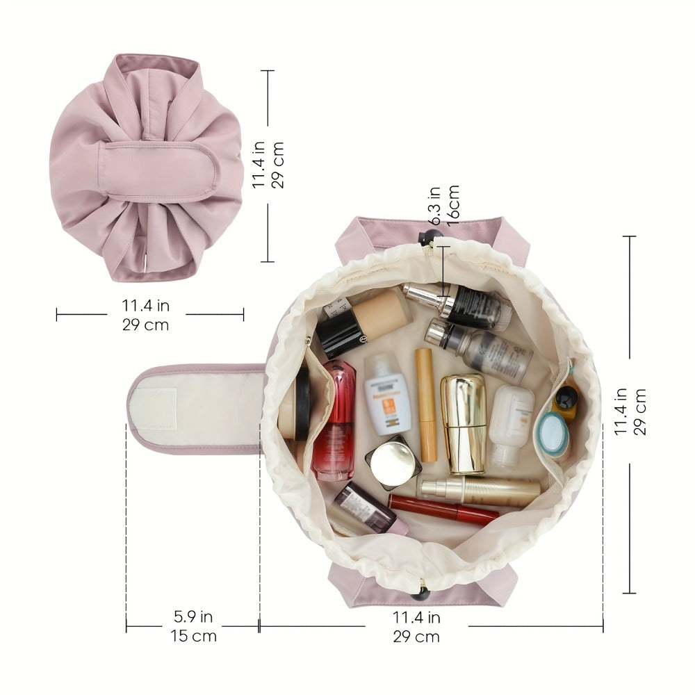 Drawstring Makeup Bag Wide Opening Flat Lay Oxford Fabric Machine Washable 12 Colors Travel Cosmetic Organizer Bag for Makeup Brushes Tools Accessories Toiletries Dorm Printed & Solid Colors