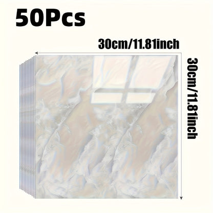 Peel and Stick Wall Tile Stickers Marble Pattern Self-Adhesive Waterproof Glossy Wallpaper 50/100Pcs for Kitchen Bathroom Living Room Home Decor
