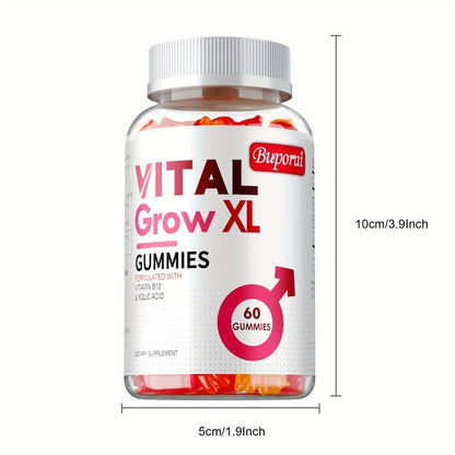 Men's Health Gummies 60 Count – Calcium, Magnesium & Sodium Formula for Muscle Support, Bone Strength & Male Vitality | Daily Wellness Gummies for Men | Vital Grow XL