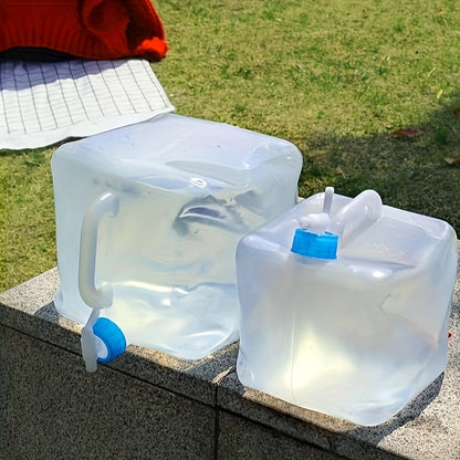 Foldable Water Storage Container 5.28 Gallon, Food-Grade BPA-Free Collapsible Water Jug with Spigot & Handle, Leak-Proof Rectangular Design for Camping, Hiking, Emergency Backup, Road Trips & Outdoor Use