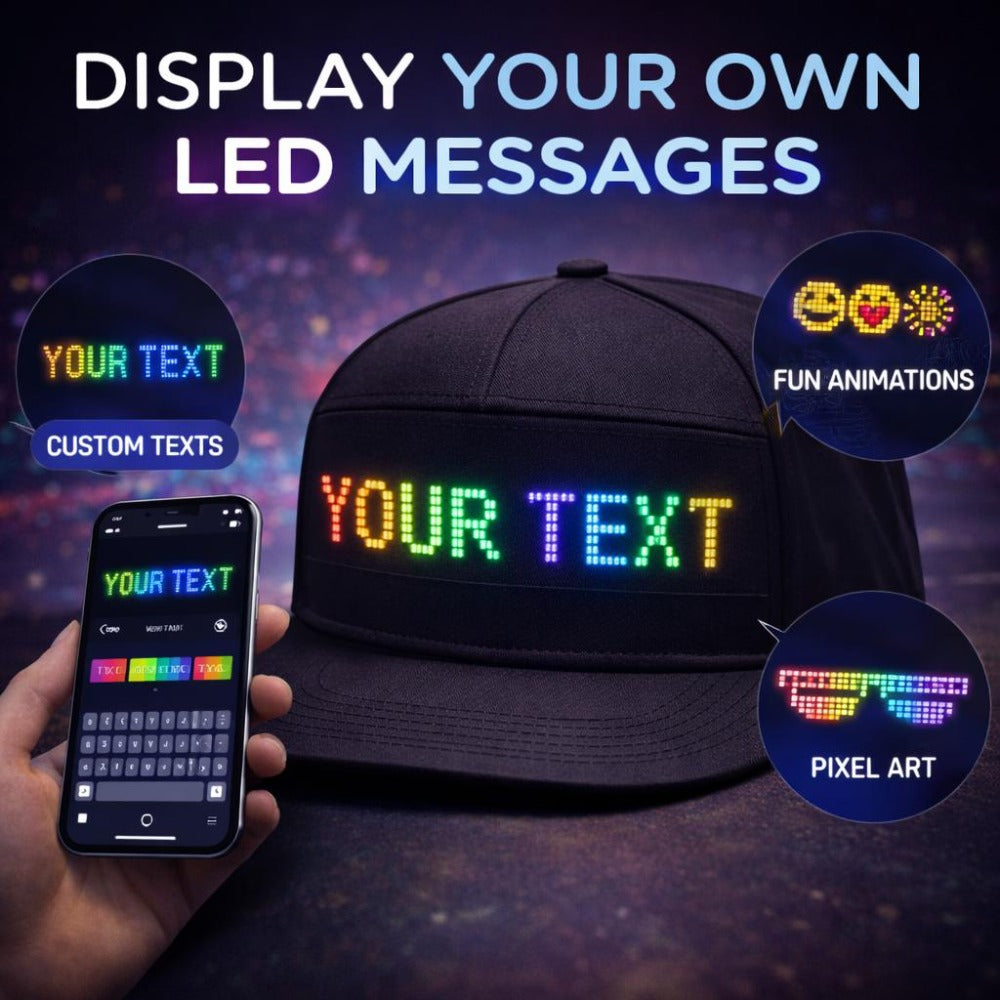 Programmable LED Hat App Controlled Scrolling Text Light Up Baseball Cap for Men Women Parties Halloween Christmas Gift USB Charging