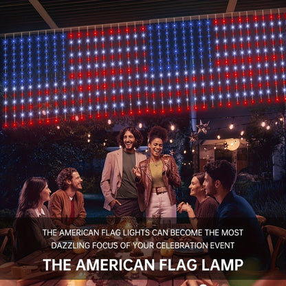 American Flag LED Curtain Lights 242 LEDs USB Powered, 4th of July Patriotic Decorations for Home Porch Garden Courtyard, Independence Day National Holiday Indoor Decor for Mall, Store, Coffee Shop Display