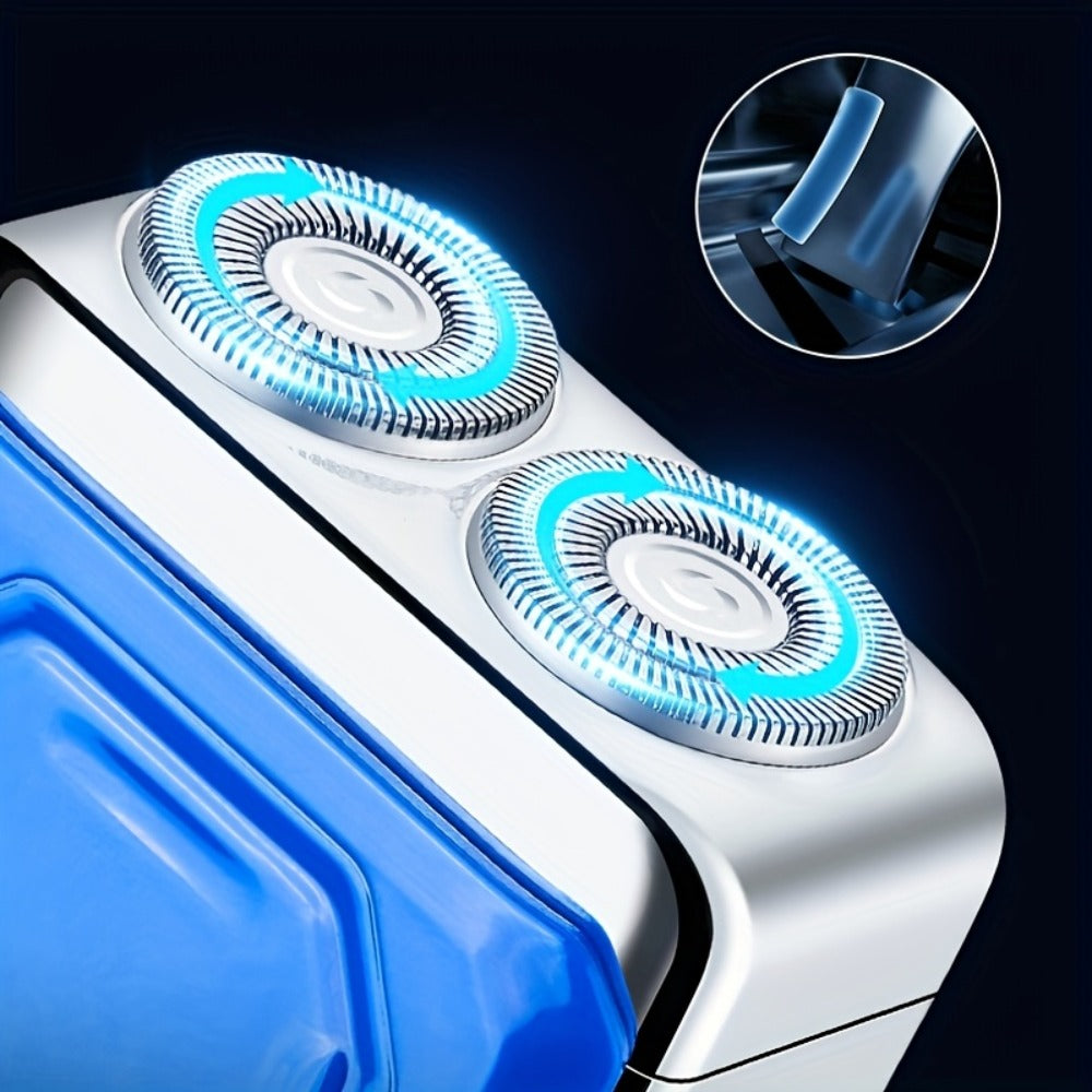 Dual-Head Magnetic Electric Shaver for Men — Floating Razor with Digital Display, USB Rechargeable, Powerful Motor, Portable Travel Close Shave, 3 Colors Black Orange Blue
