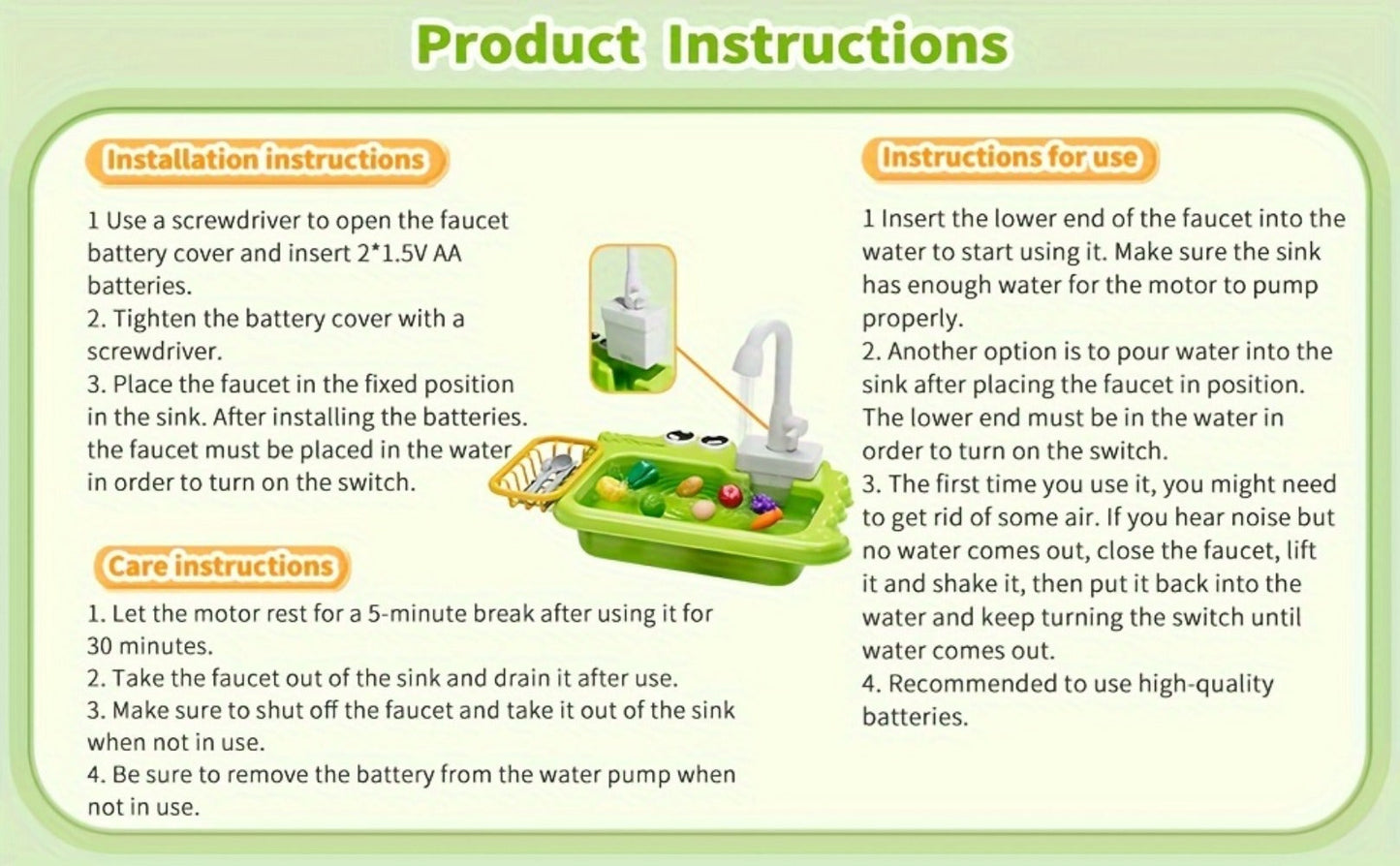 Kids Play Sink Toy with Running Water – Automatic Water Cycle System Pretend Play Dishwasher Kitchen Sink for Toddlers Boys & Girls, Role Play Kitchen Accessory Birthday Gift