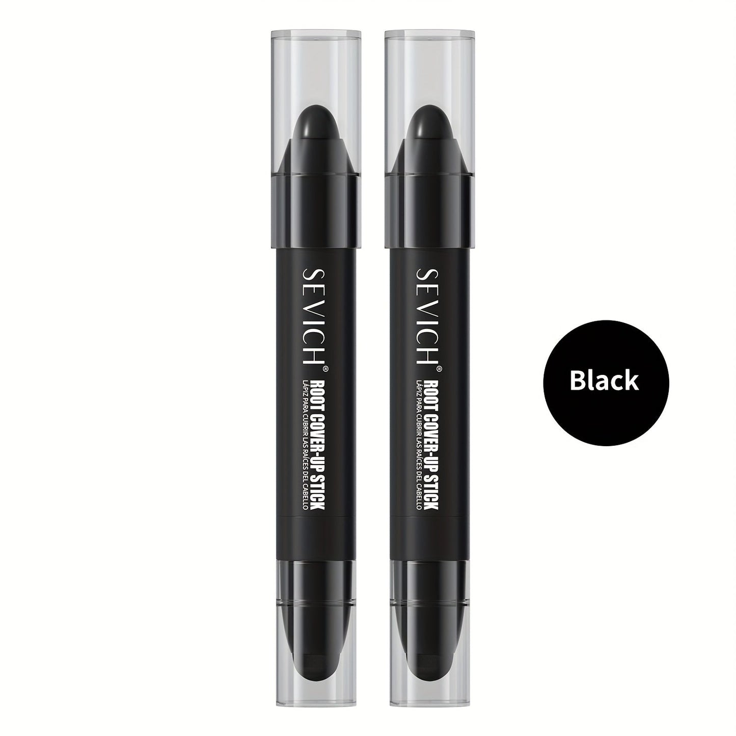 Instant Gray Root Coverage Stick for Men 2-Pack Sevich Beard & Hairline Color Pen — Hypoallergenic Sweat-Proof Water-Resistant Long-Lasting Precise Application Black & Dark Brown