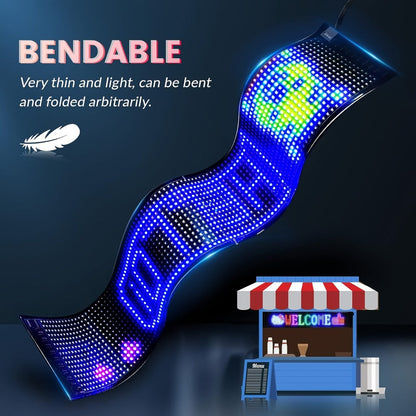 LED Scrolling Display Board with Bluetooth App Control, USB Powered Programmable RGB Matrix Panel for Text, Patterns & Animations, Indoor Sign for Shop, Bar, Hotel, Gas Station, Restaurant, Movie Screen