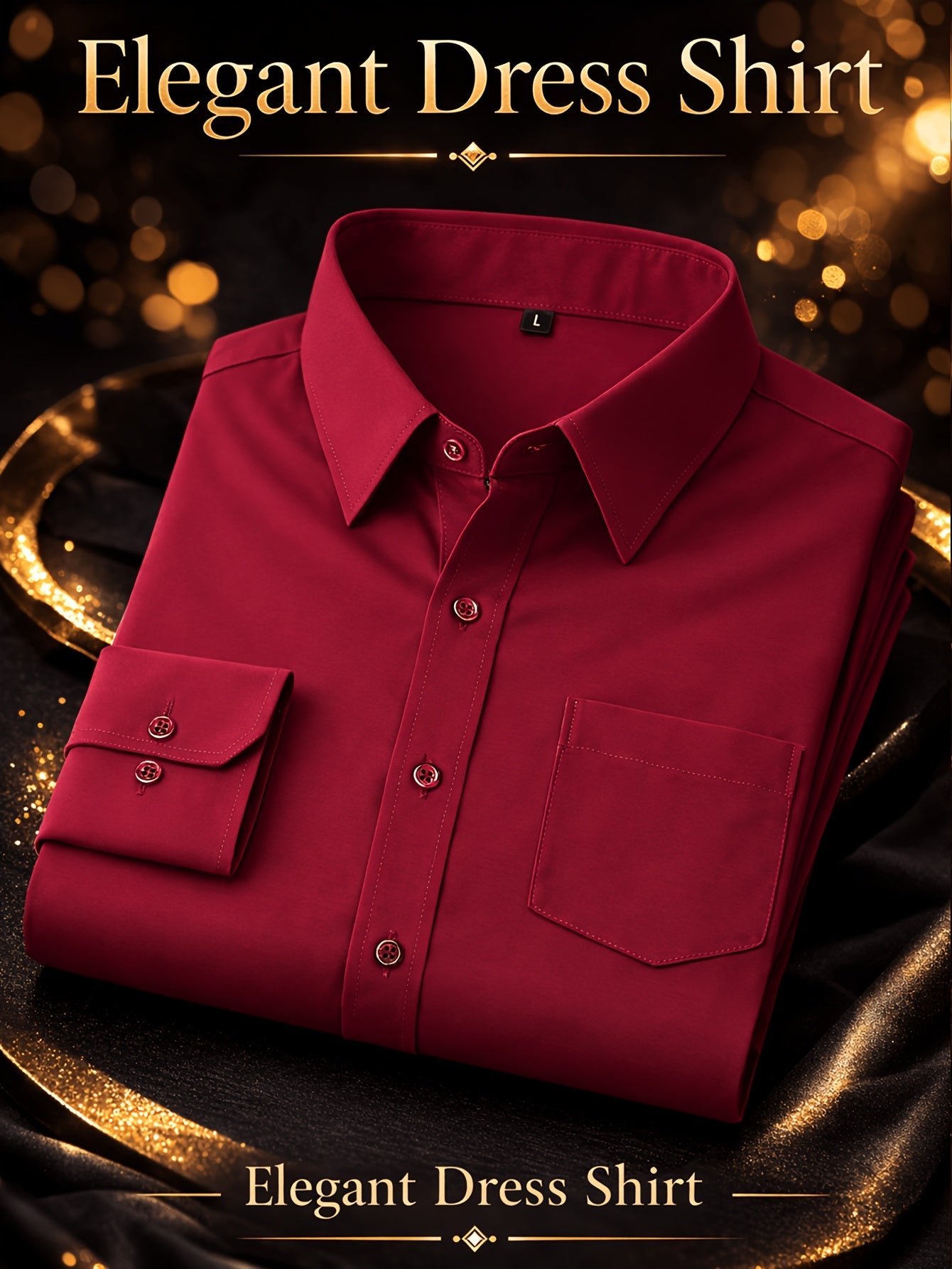 Men's Solid Long Sleeve Casual Shirt - Wrinkle Resistant