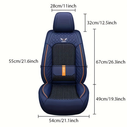 Car Seat Covers Full Set – Faux Leather 5-Seat & 2-Front Options, 3D Diamond Embroidery, Waterproof & Non-Slip for SUVs, Sedans & Trucks
