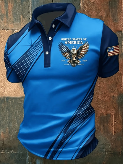 Men's Graphic Print Polo Shirt - Collared Short Sleeve 838373
