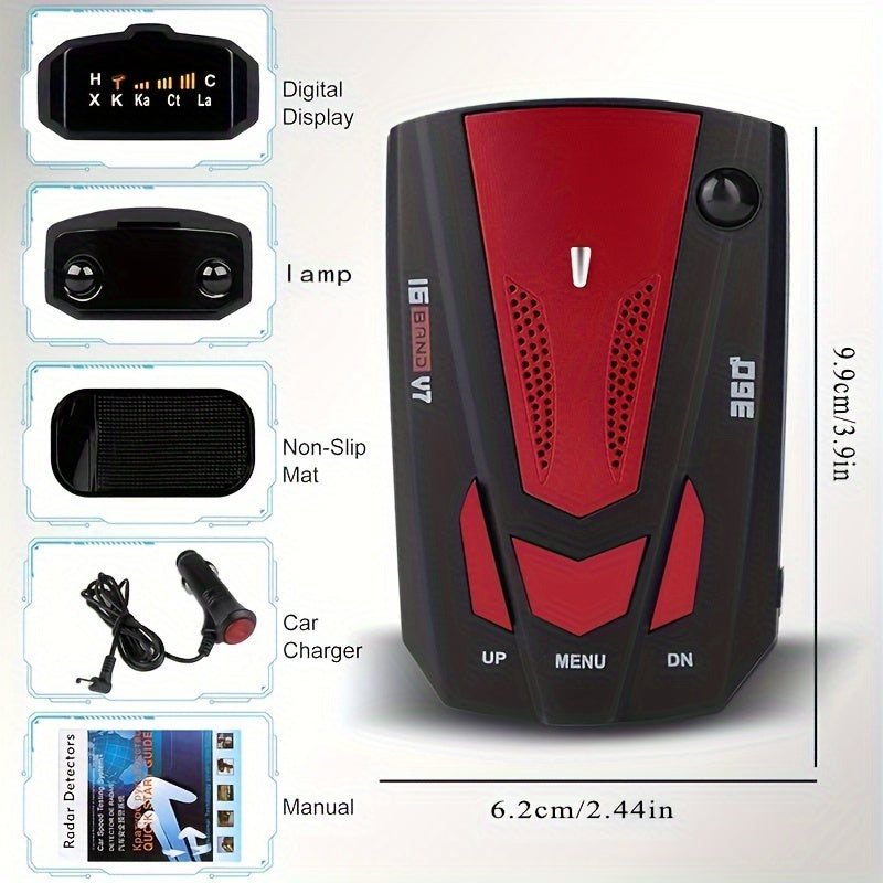 16-Band Advanced Car GPS Detector - 360° Anti-GPS Camera LIDAR Detector with Voice Alarm, Real-Time Threat Alerts, And Enhanced Safety Features for Secure Driving