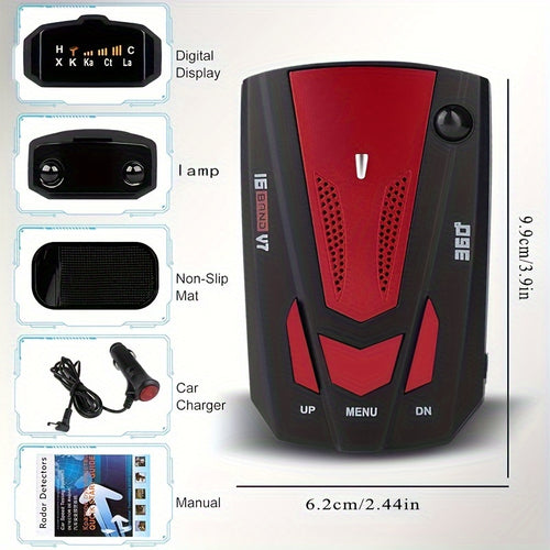16-Band Advanced Car GPS Detector - 360° Anti-GPS Camera LIDAR Detector with Voice Alarm, Real-Time Threat Alerts, And Enhanced Safety Features for Secure Driving